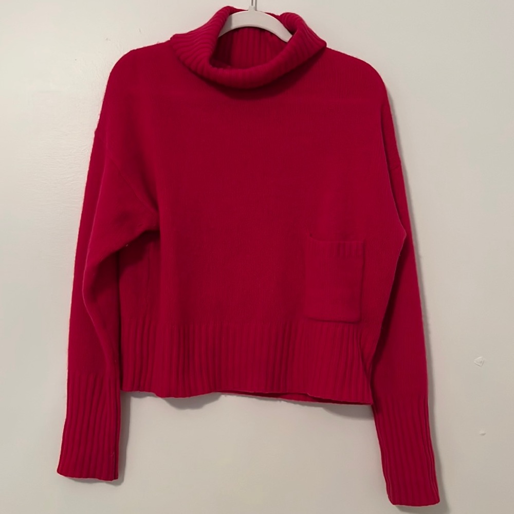 360 Cashmere Hot Pink Cowl Neck Sweater with Pocket